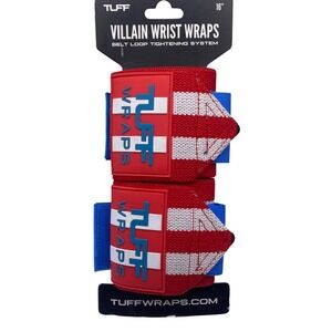 TUFF WRAPS Villain Wrist Wraps 16 Inch American USA Red White‎ Blue Stars